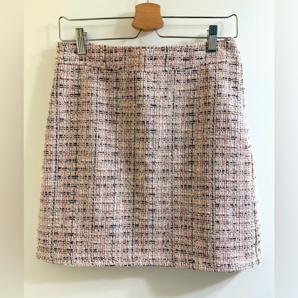 LOFT pink multicolored Tweed A-Line Skirt Size 2 - Picture 3 of 10